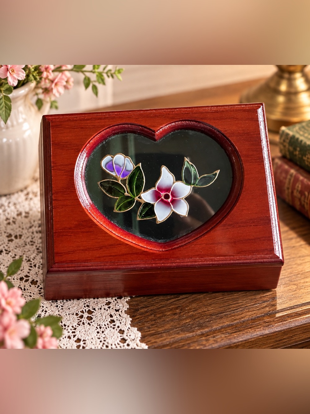 Heart Glass Jewelry Box